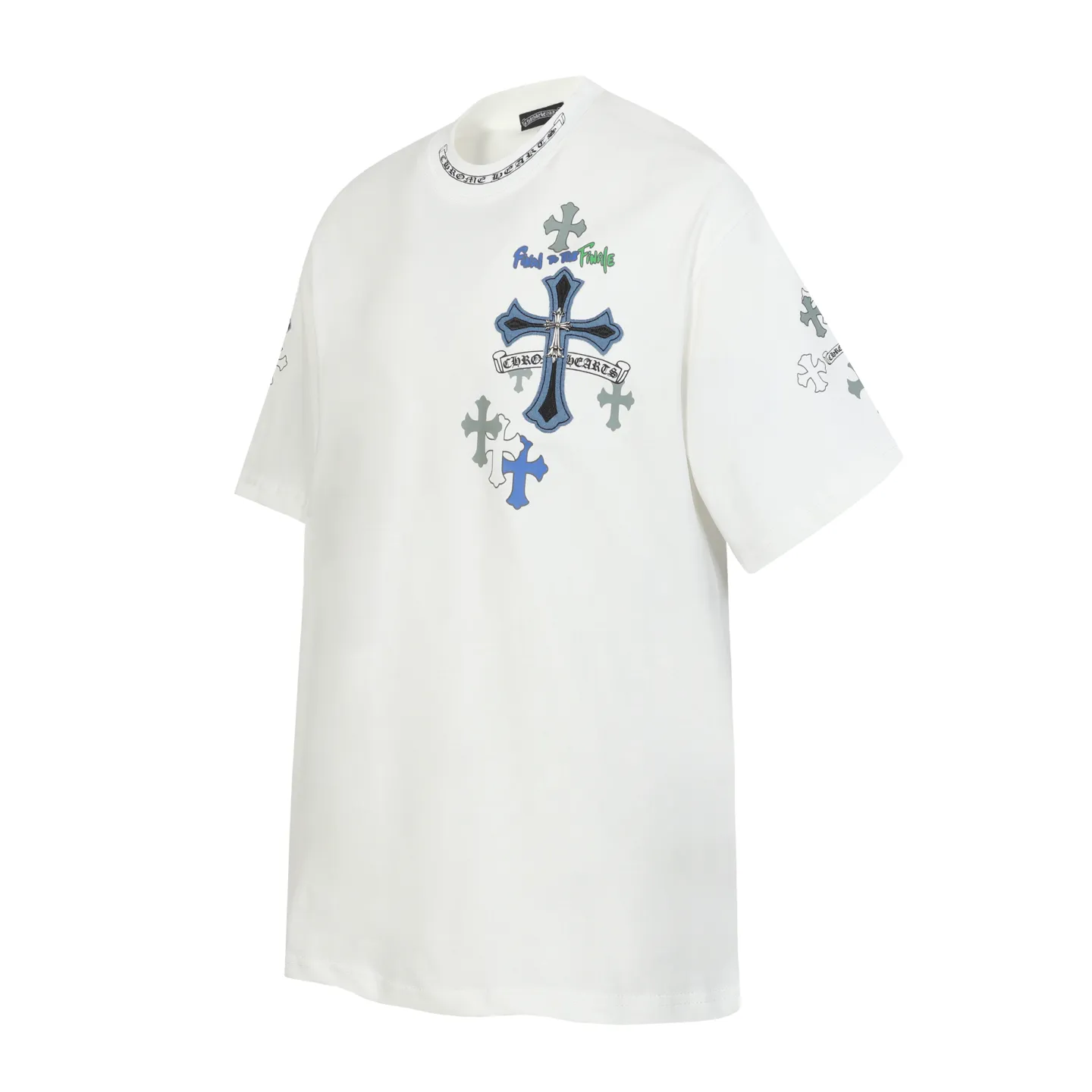 P170 Chrome Hearts CH Chrome Hearts Cross ✝️Denim embroidered Sanskrit short-sleeved T-shirt. Printed using direct injection imported machines. Hardware and accessories are all milled and customized. Correct configuration. Black 2025 Chrome Hearts authentic packaging. 260 grams of custom-dyed double yarn cotton. Large version. Loose and stylish. Differentiated from low version, slim and long version with upper body and hips. 100% commitment: top quality. Not fast food. Highest version on the market. Top quality - different from ordinary versions on the market. If you care about quality, you should also respect the price. Absolutely 0 after-sales service and 0 return rate so far. It’s hard not to love the style - 260g double yarn cotton custom dyed fabric - Correct high-density main mark, washed tag, hand-sewn